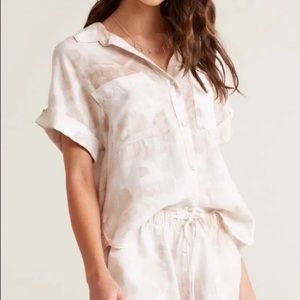 Cloth & Stone Breezy Button Down Tie Dye Short Sleeve Tencel L